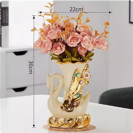 แจกันตกแต่งพร้อมกุหลาบสีชมพู INTERY CT209E041_11 สีชมพู/ขาว/ทอง_4