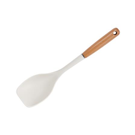 ตะหลิวอเนกประสงค์ซิลิโคน ด้ามไม้ KECH ZC-MGK5 สีขาว/น้ำตาล_1