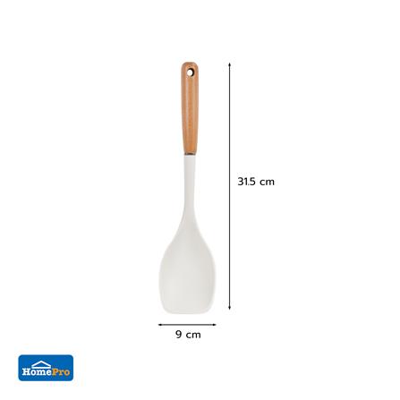 ตะหลิวอเนกประสงค์ซิลิโคน ด้ามไม้ KECH ZC-MGK5 สีขาว/น้ำตาล_4