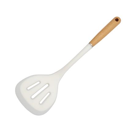 ตะหลิวมีร่องซิลิโคน ด้ามไม้ KECH ZC-MGK4 สีขาว/น้ำตาล_1