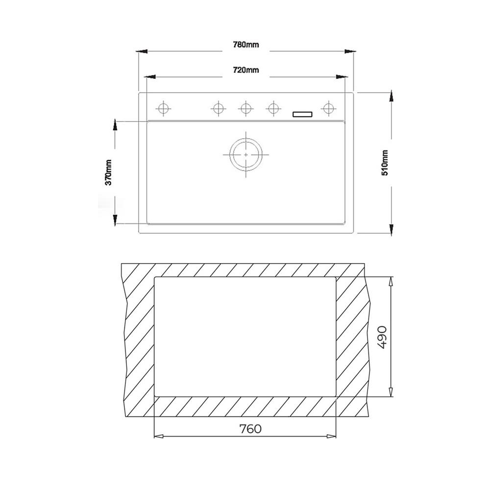 ซิงค์ฝัง 1 หลุม TEKA LOTUS 80 L-TG 1B สีดำ
