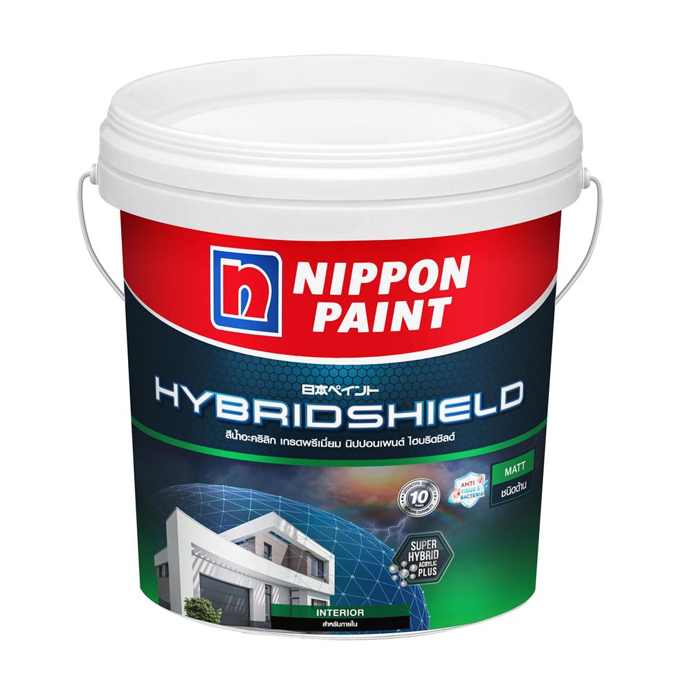 สีน้ำทาภายใน ชนิดด้าน NIPPON PAINT HYBRIDSHIELD BASE A สีขาว 2.5 แกลลอน
