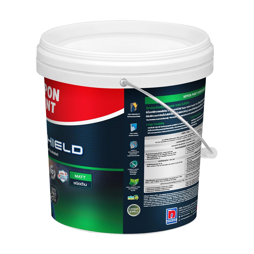 สีน้ำทาภายใน ชนิดด้าน NIPPON PAINT HYBRIDSHIELD BASE A สีขาว 2.5 แกลลอน