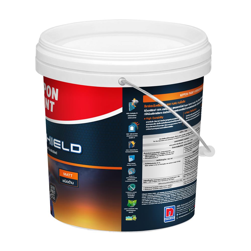 สีน้ำทาภายนอก ชนิดด้าน NIPPON PAINT HYBRIDSHIELD BASE B 2.5 แกลลอน