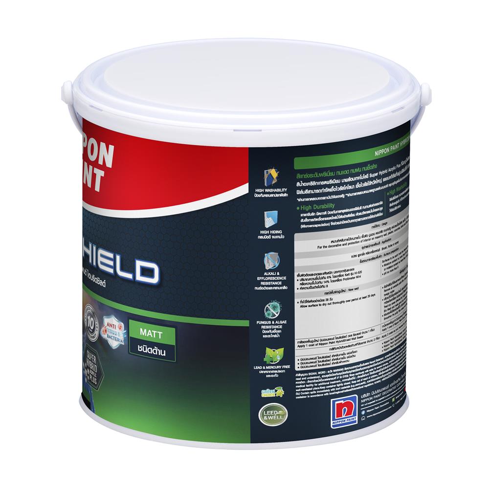 สีน้ำทาภายใน ชนิดด้าน NIPPON PAINT HYBRIDSHIELD BASE A สีขาว 1 แกลลอน