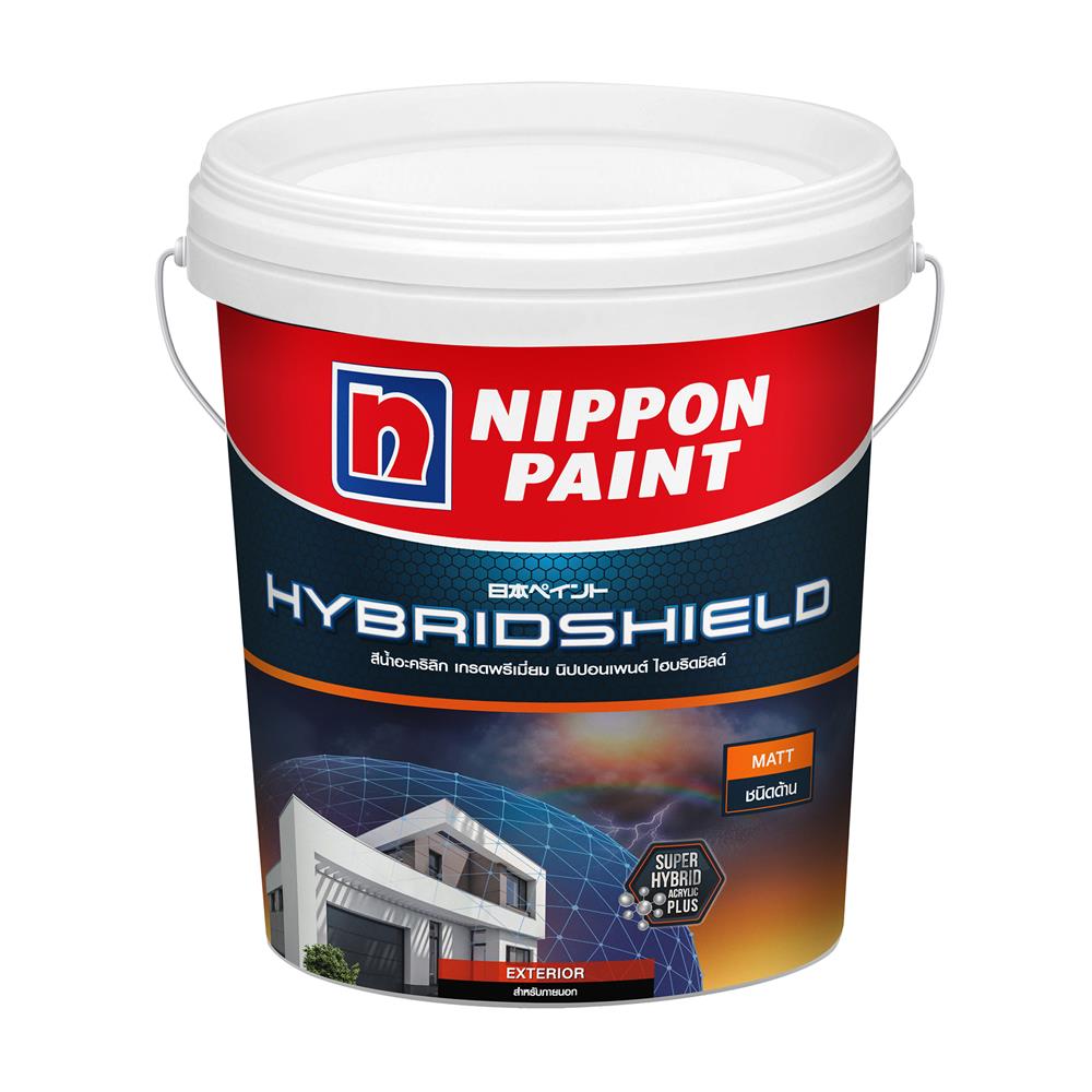สีน้ำทาภายนอก ชนิดด้าน NIPPON PAINT HYBRIDSHIELD BASE A สีขาว 5 แกลลอน