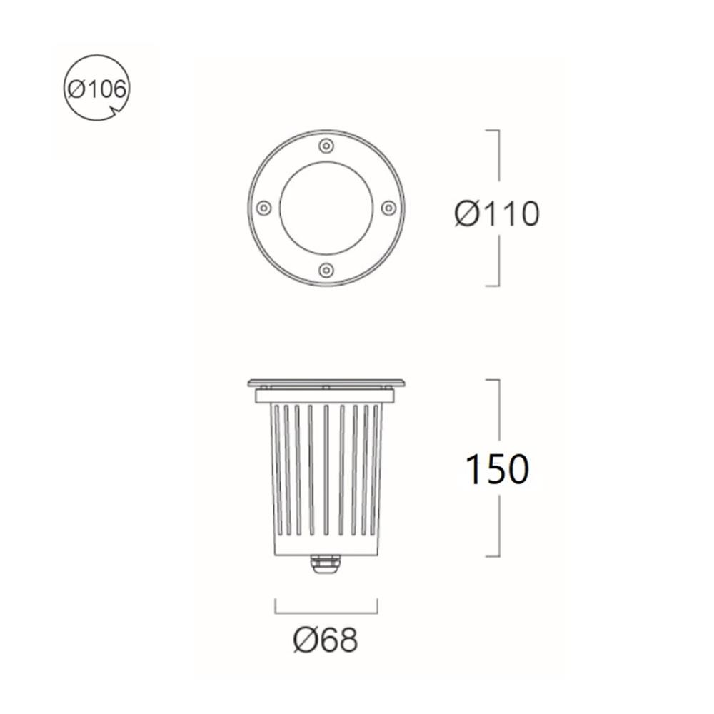 ไฟฝังพื้น L&E 9L-01393 สีเงิน/ดำ