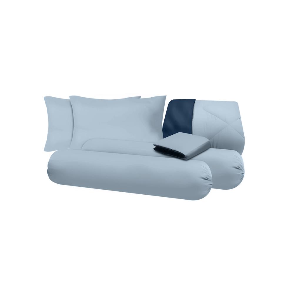 ชุดผ้าปูที่นอน 6 ฟุต (ชุด 6 ชิ้น) SANTA BEDDING LIGHT BLUE /NAVY BLUE