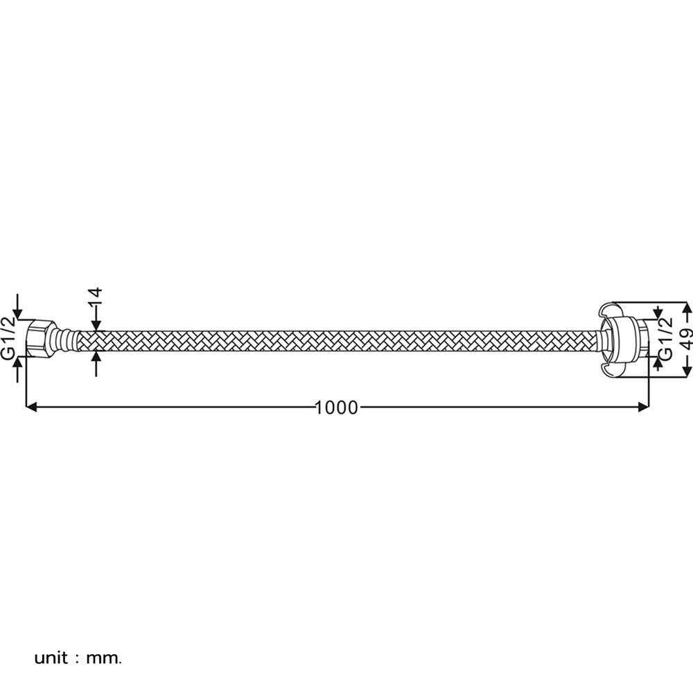 สายน้ำดีน้ำอุ่น-น้ำเย็น 39.37 นิ้ว RASLAND RA G741-BK