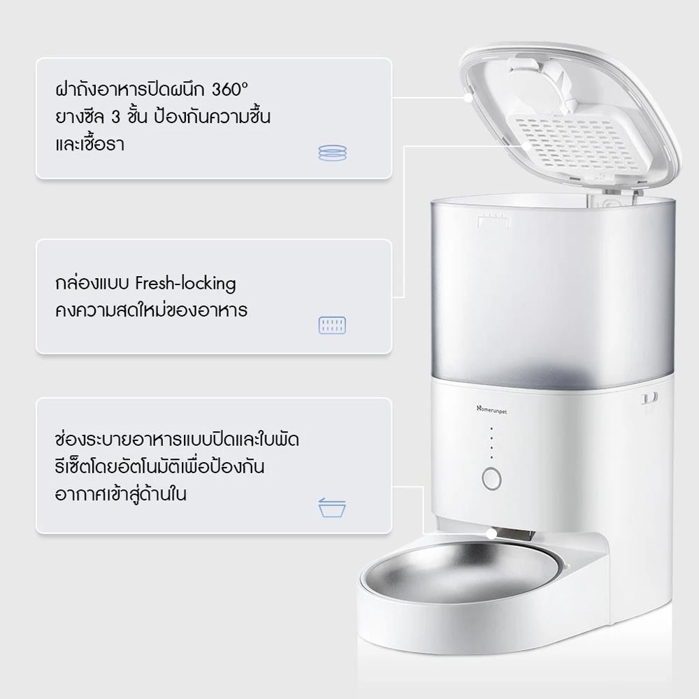 เครื่องให้อาหารสัตว์เลี้ยงอัตโนมัติ HOMERUNPET PF20 สีขาว