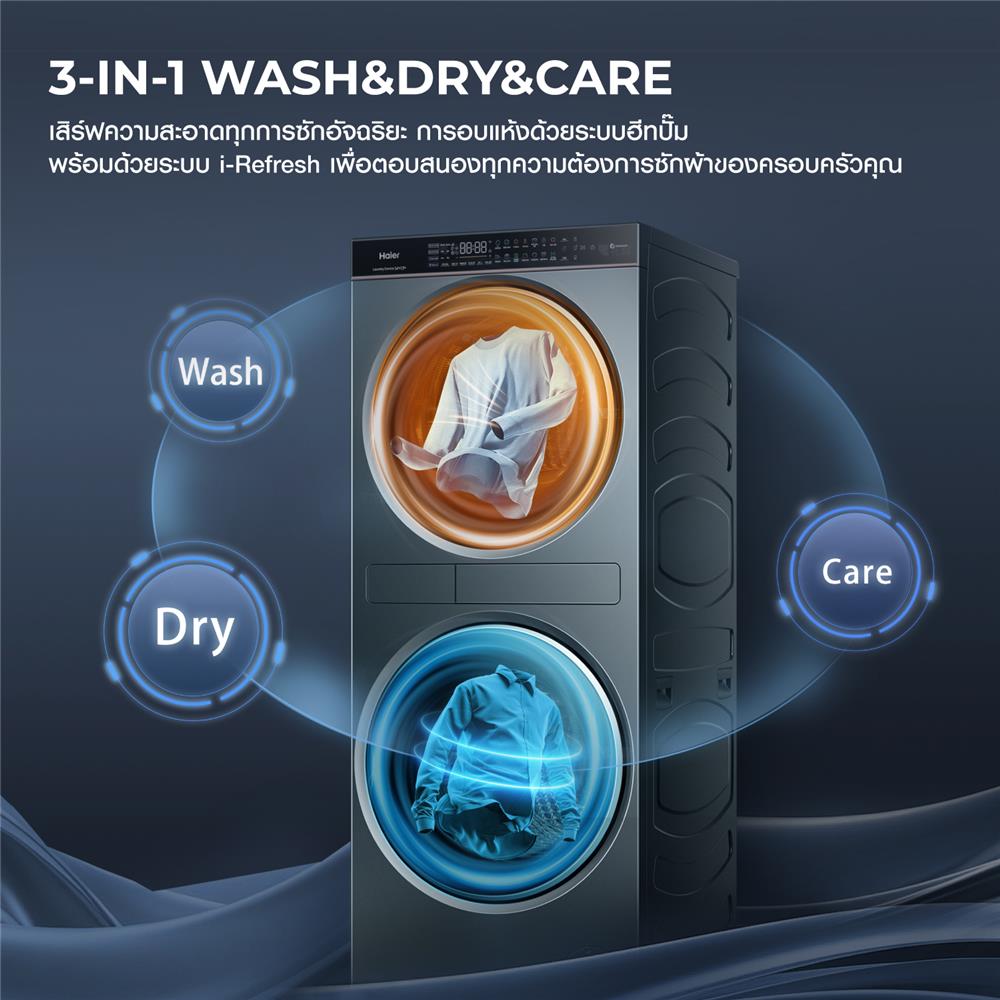 ตู้ซักผ้าและอบผ้า HAIER HWD140-BD14LCGNU1 14/13 กก. 1400RPM HEAT PUMP อินเวอร์เตอร์ สีน้ำเงินอมเขียว