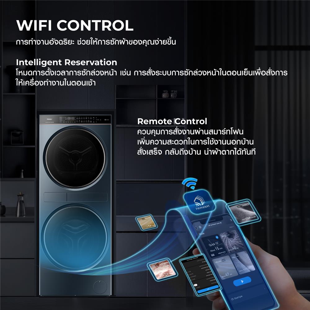 ตู้ซักผ้าและอบผ้า HAIER HWD140-BD14LCGNU1 14/13 กก. 1400RPM HEAT PUMP อินเวอร์เตอร์ สีน้ำเงินอมเขียว