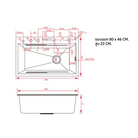 ซิงค์ฝัง 1 หลุม S-FLO NL0060 SM8046-S02SV สีเงิน_4