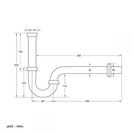 ท่อน้ำทิ้งอ่างล้างหน้าพีแทรป RASLAND RA T922-304-MATT 30 ซม._1