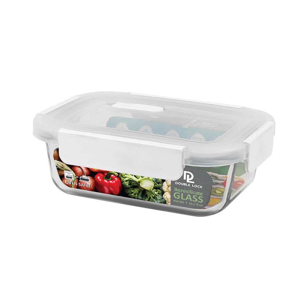 ชุดกล่องอาหารแก้ว DOUBLE LOCK 0.45 ลิตร และ 0.75 ลิตร (แพ็ก 1 แถม 1)