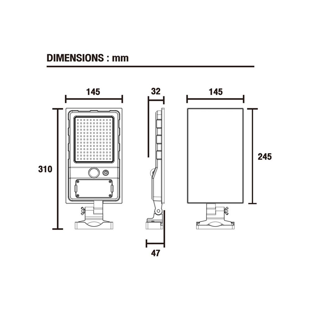 ไฟถนน SOLAR BEC SOL 160 วัตต์ DAYLIGHT สีดำ