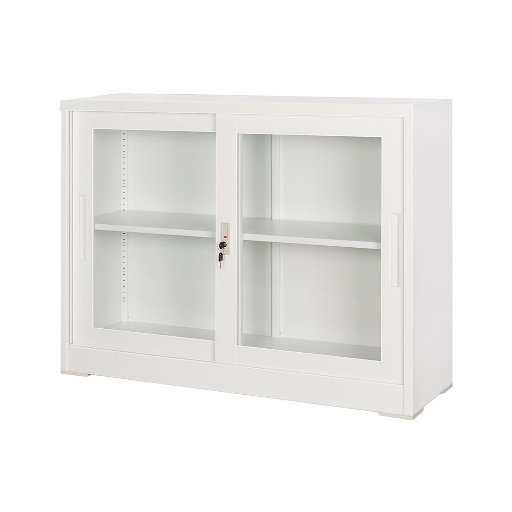 ตู้เหล็ก บานเลื่อนกระจก FURDINI KULLEN FYD-W002 120 ซม. สีขาว