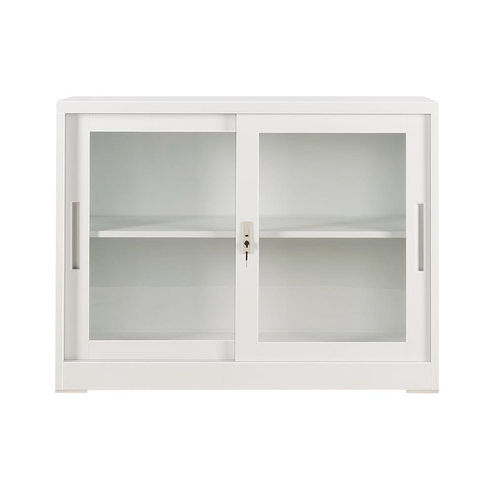 ตู้เหล็ก บานเลื่อนกระจก FURDINI KULLEN FYD-W002 120 ซม. สีขาว