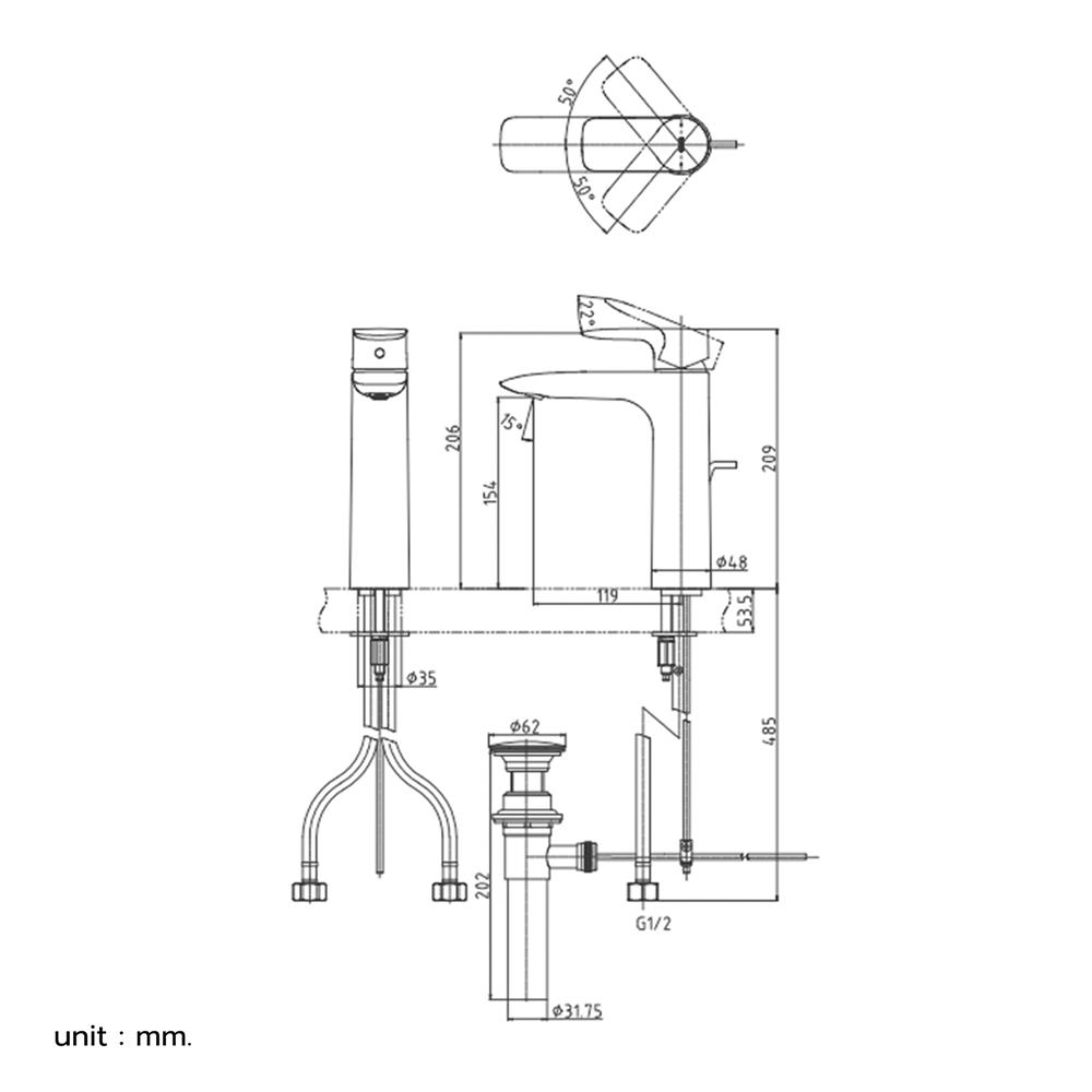 ก๊อกอ่างล้างหน้า TOTO TLG04304T-MBL