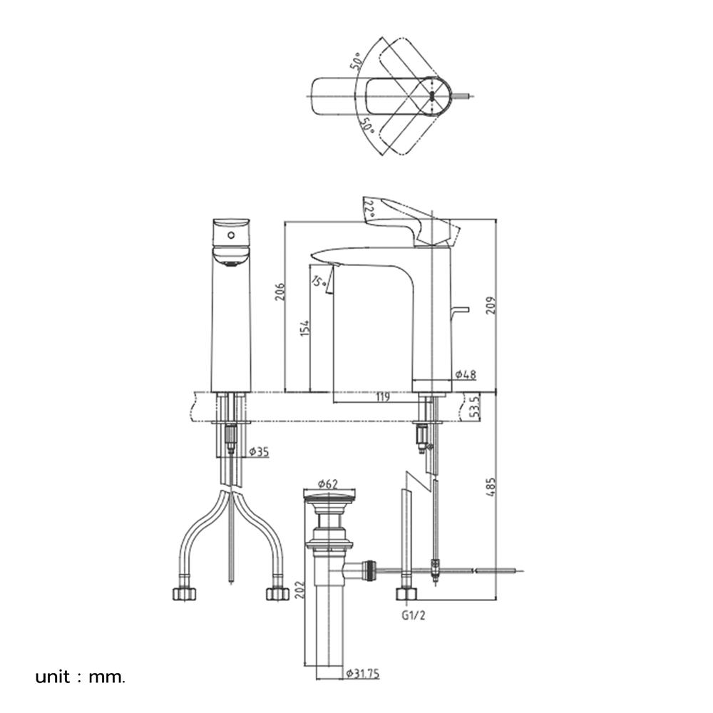 ก๊อกอ่างล้างหน้า TOTO TLG04304T-PFG