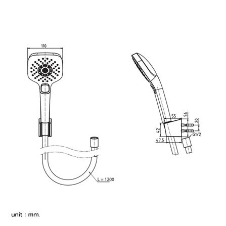 ฝักบัวสายอ่อน 3 ระดับ TOTO TBW02006T-PFG สีทอง_1