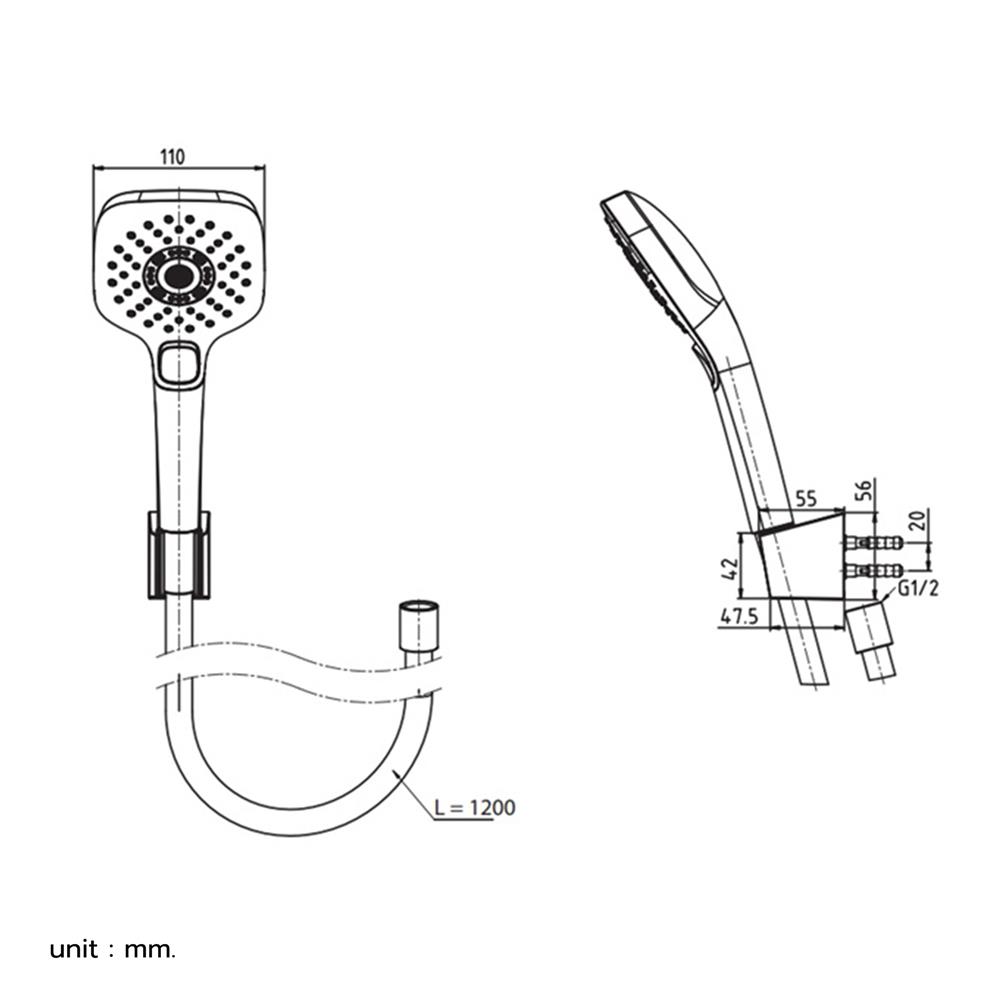 ฝักบัวสายอ่อน 3 ระดับ TOTO TBW02006T-BN สีเงิน