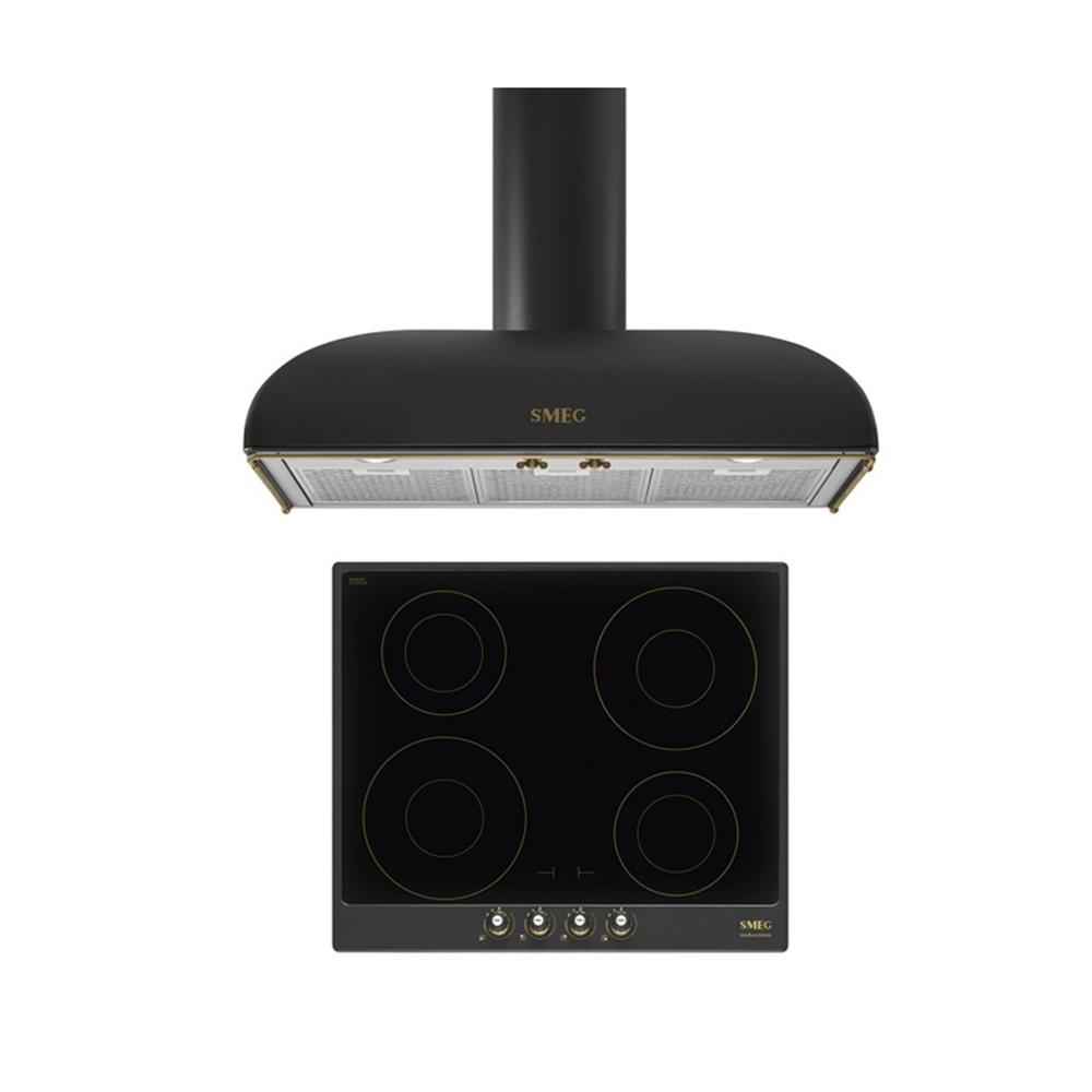 เตาฝัง+เครื่องดูดควัน SMEG SI764AOM+KS89AOE