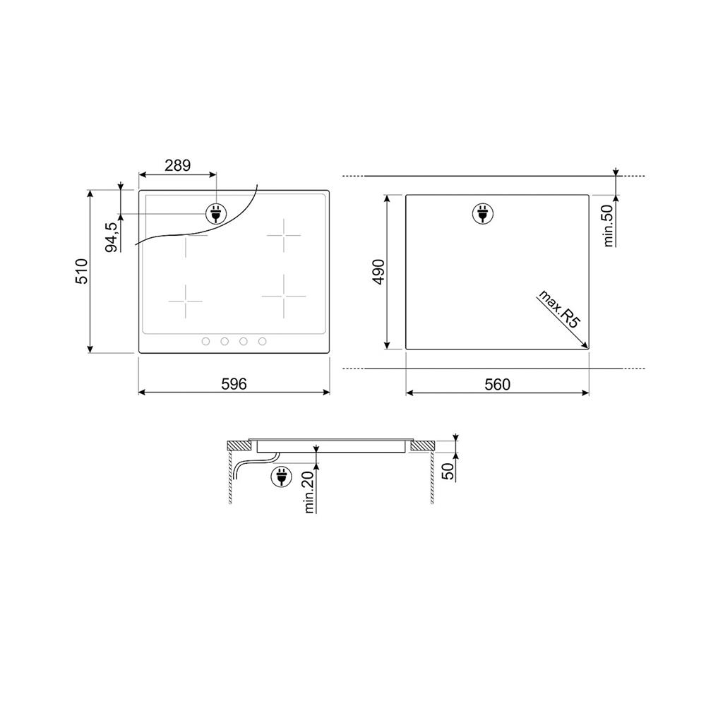 เตาฝัง+เครื่องดูดควัน SMEG SI764AOM+KS89AOE