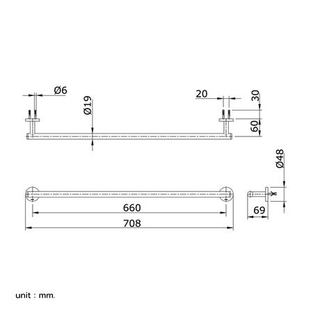 ราวแขวนผ้า TOTO TX701AES-BN สีเงิน_1