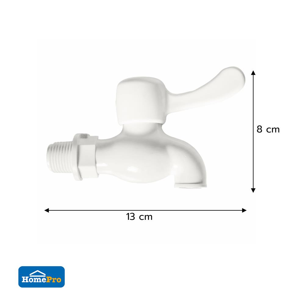 ก๊อกบอล PVC ERA สีขาว 1/2 นิ้ว (2 ชิ้น)