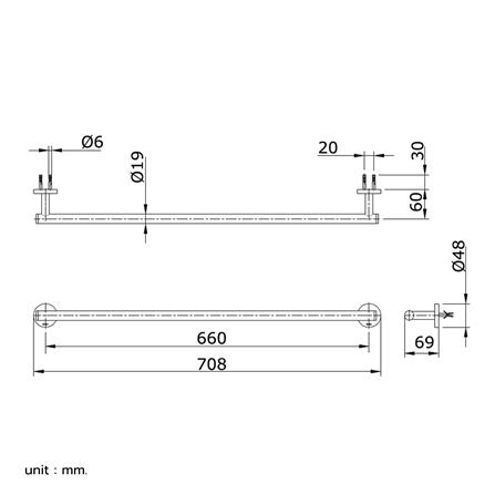 ราวแขวนผ้า TOTO TX701AES-MB สีดำ_1