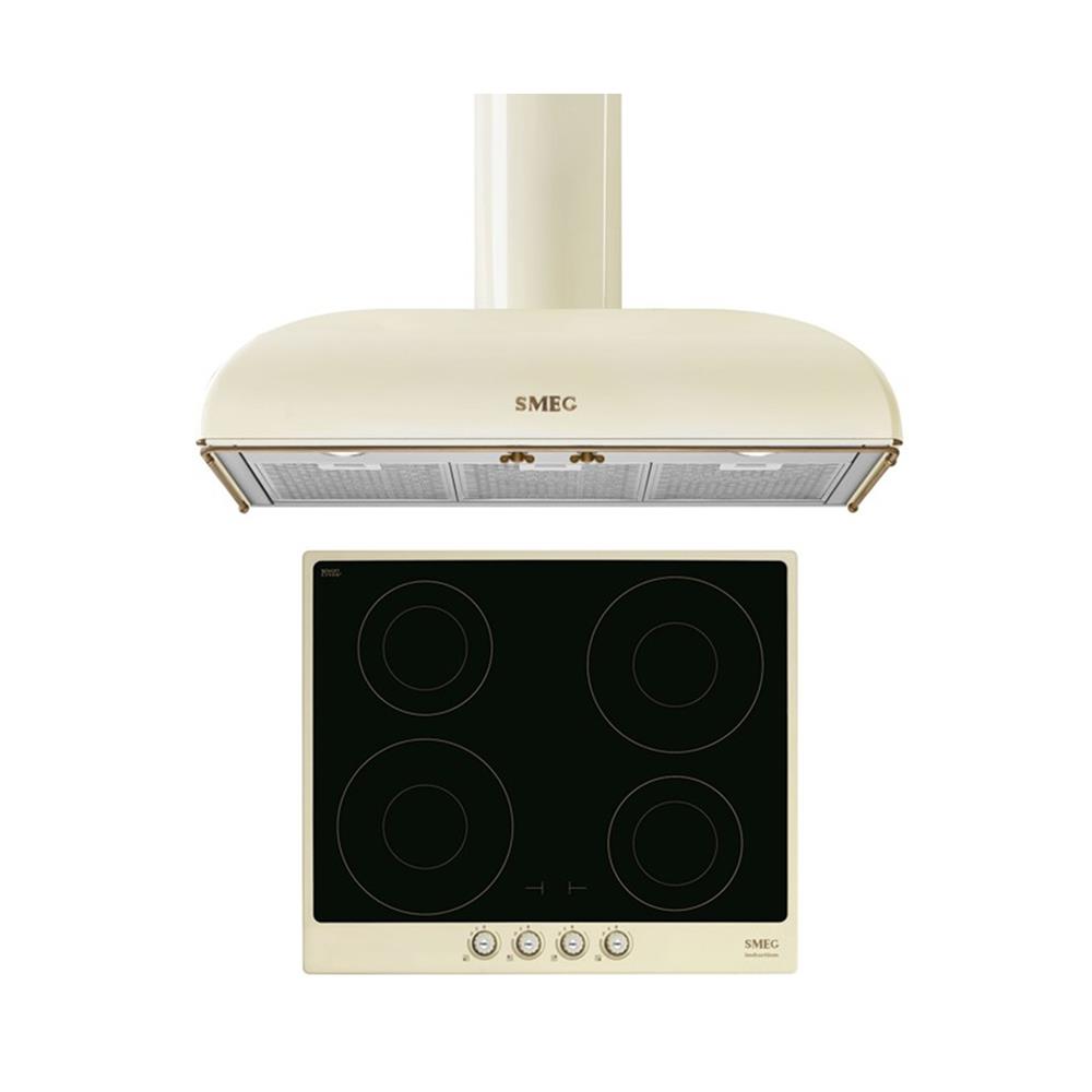 เตาฝัง+เครื่องดูดควัน SMEG SI764POM+KS89POE