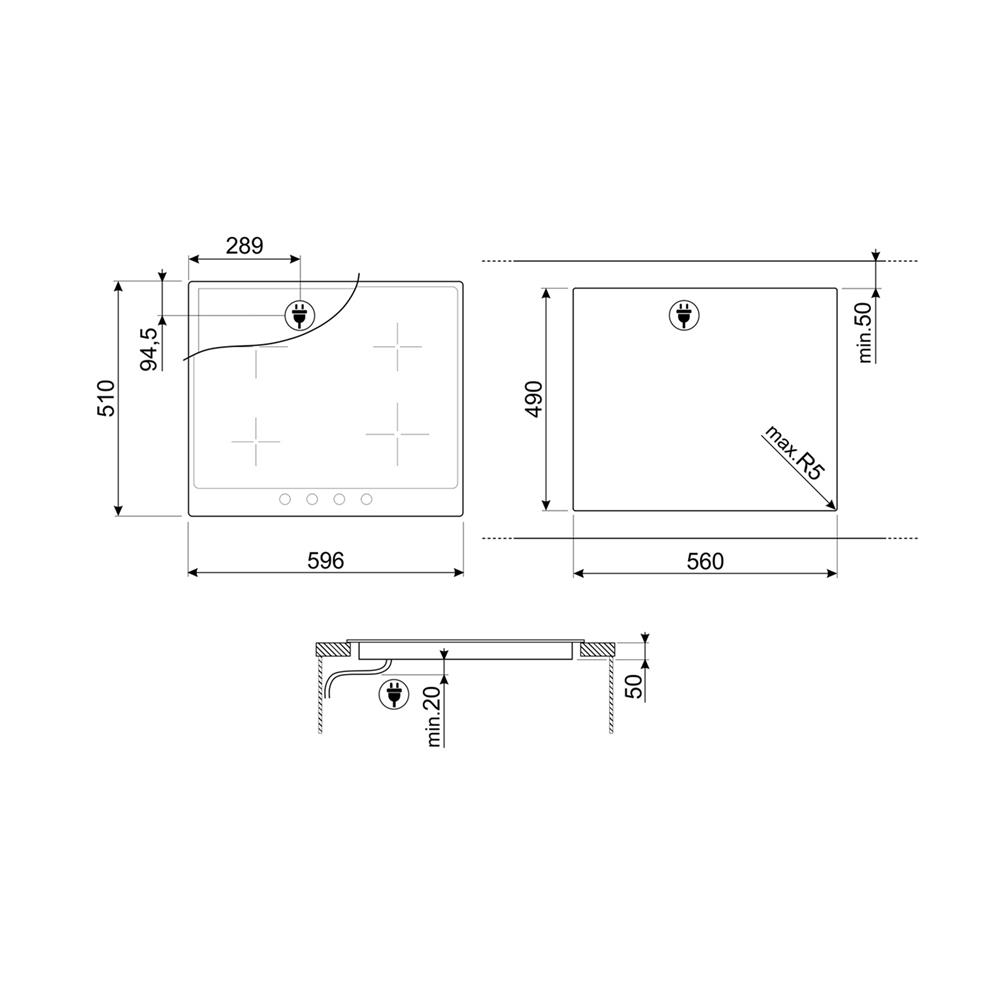เตาฝัง+เครื่องดูดควัน SMEG SI764POM+KS89POE