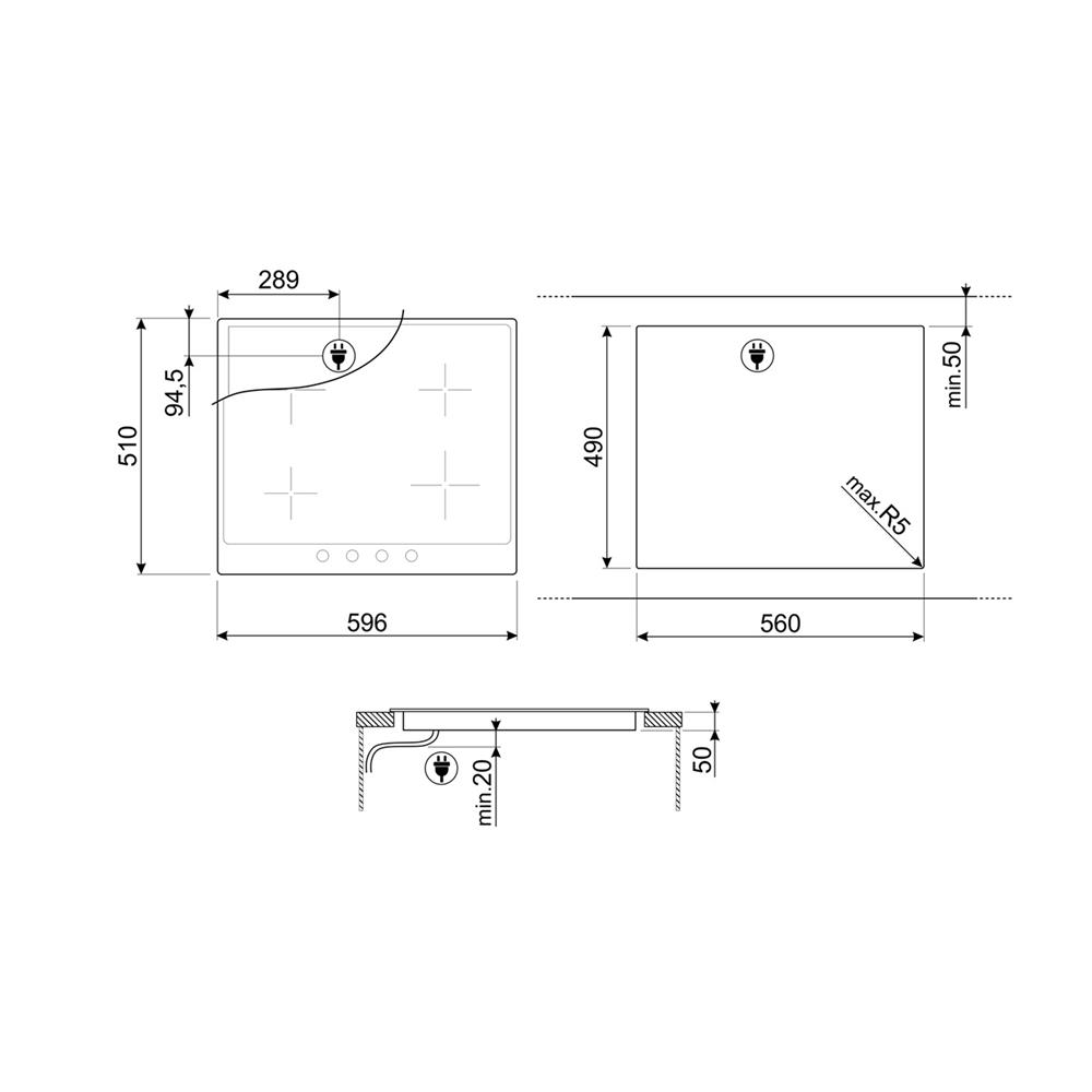 เตาฝัง+เครื่องดูดควัน SMEG SI964NM+KT90BLE