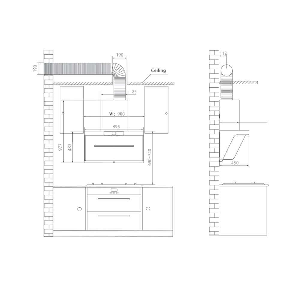 เตาฝัง+เครื่องดูดควัน LUCKY FLAME RWE-L29018P+LGS-9132TP