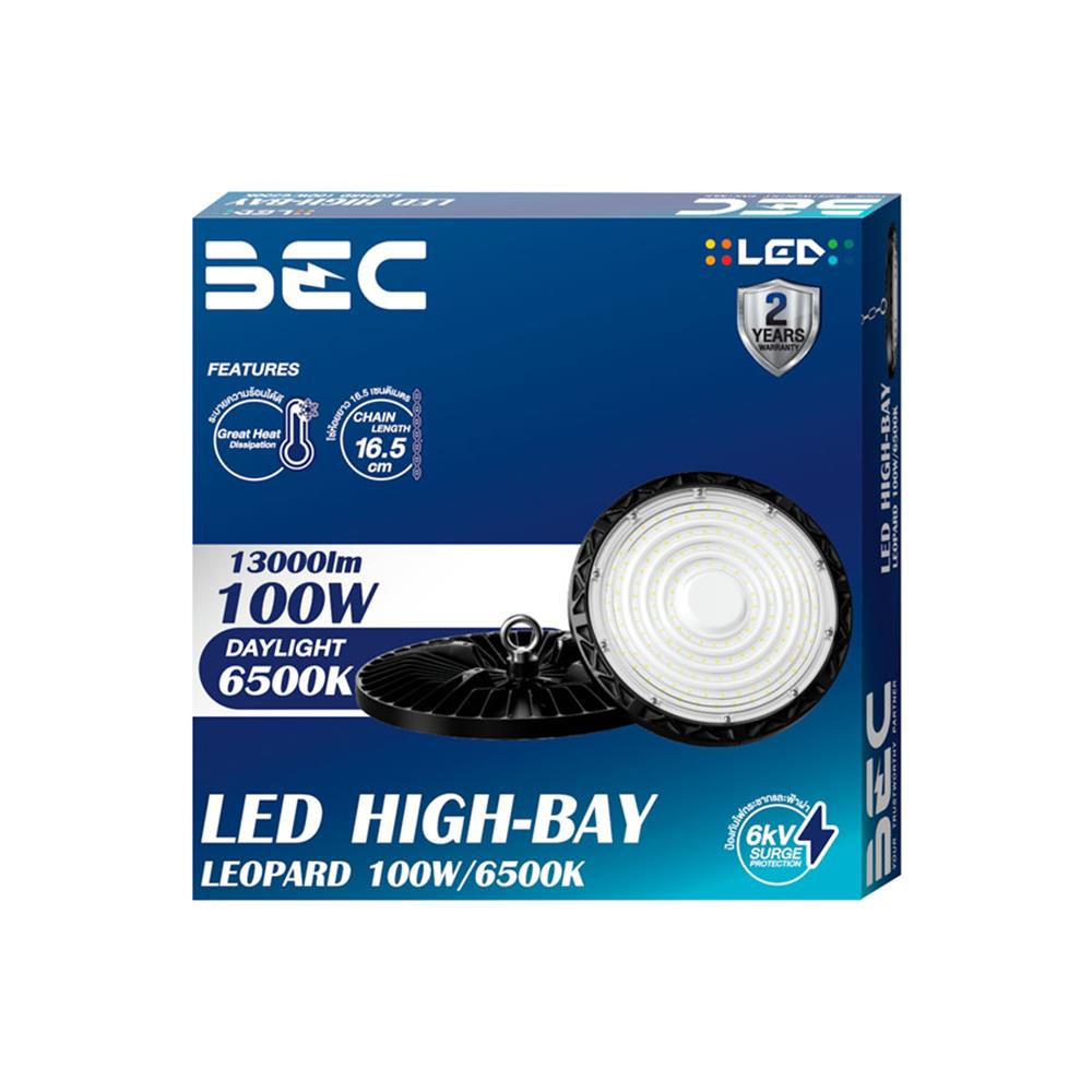 โคมไฮเบย์ LED BEC LEOPARD 100 วัตต์ DAYLIGHT สีดำ