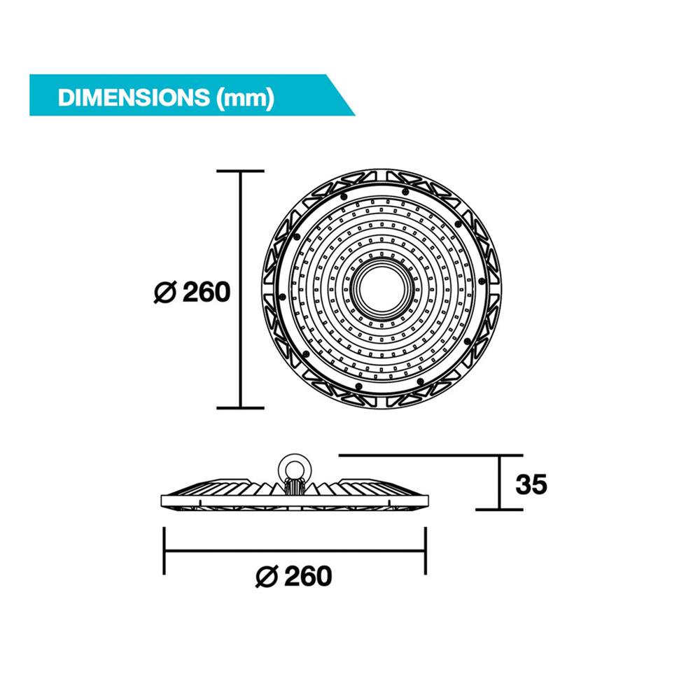 โคมไฮเบย์ LED BEC LEOPARD 100 วัตต์ DAYLIGHT สีดำ