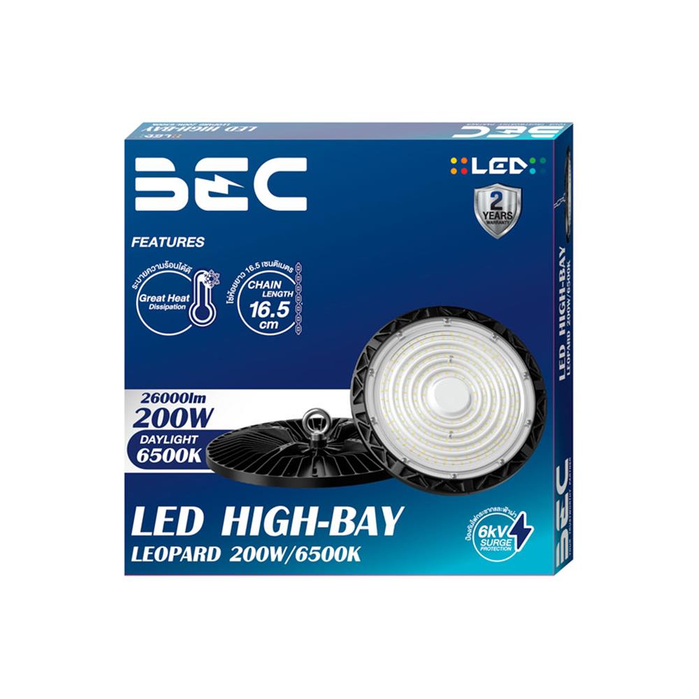 โคมไฮเบย์ LED LEOPARD BEC 200 วัตต์ DAYLIGHT สีดำ