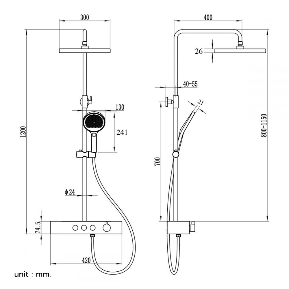 ฝักบัว RAIN SHOWER ผสม RASLAND RA LUXURA