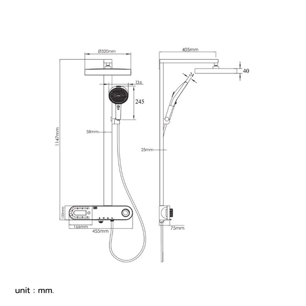 ฝักบัว RAIN SHOWER ผสม RASLAND RA WATERFALL