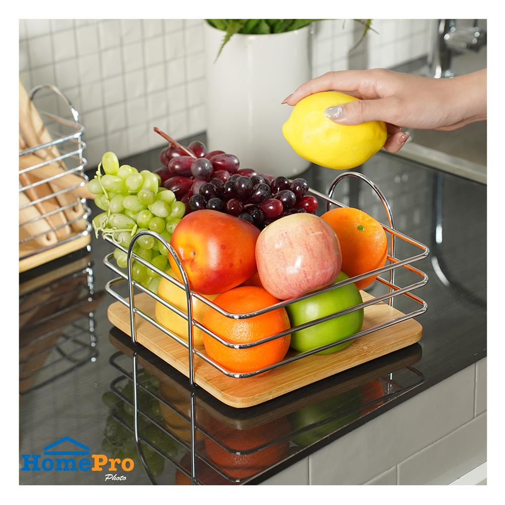 ตะกร้าผลไม้เหลี่ยม KECH SILVERY 22 ซม.