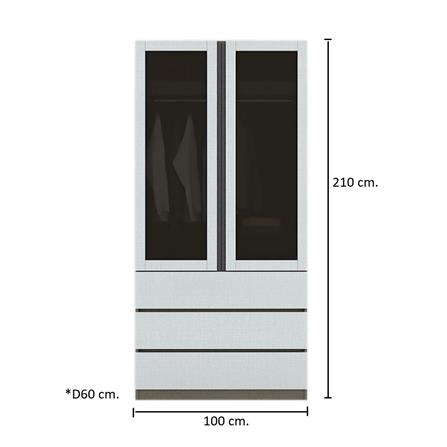 ตู้เสื้อผ้า 2 บานเปิด KONCEPT BLOX 19223269 100 ซม. สีขาว_2