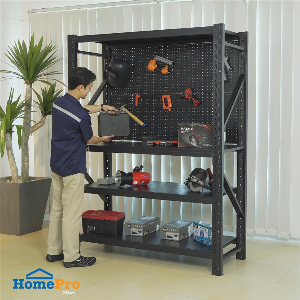 ชั้นเหล็กมีแผง 4 ชั้น MATALL PRO 150x200x60 ซม. สีดำ