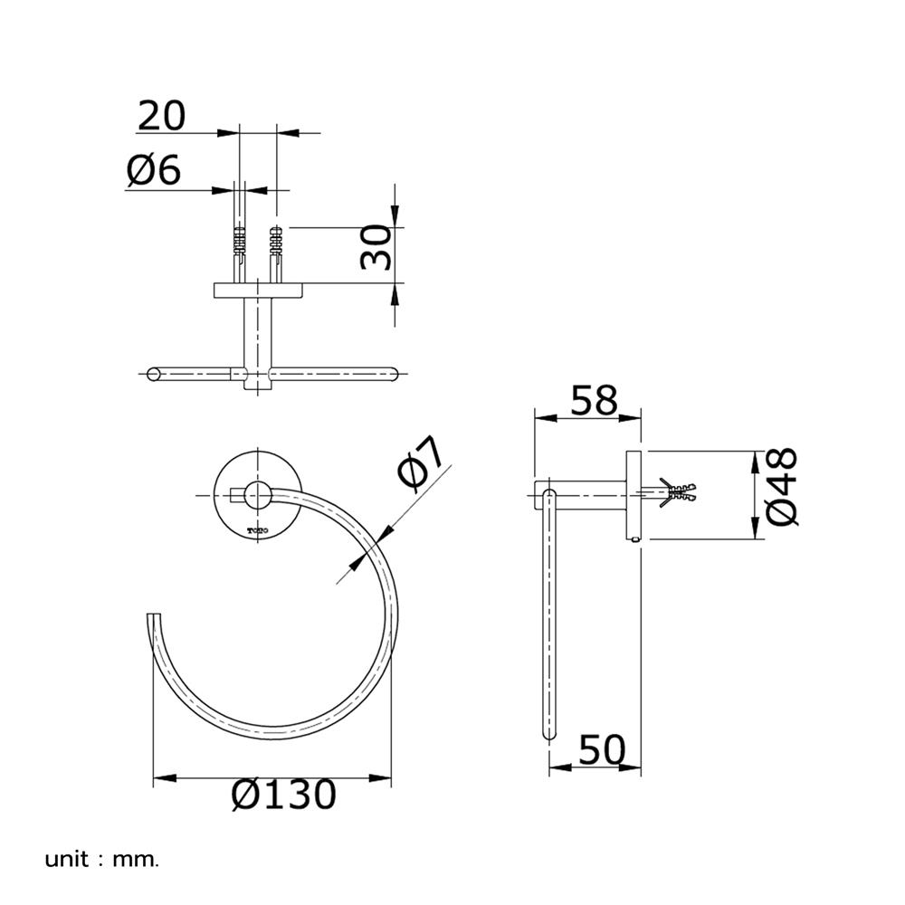 ห่วงแขวนผ้า TOTO TX702AES-BN สีโครม