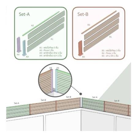 รั้วบังตาทึบ SUNSHIELD F124 SET A 1.0x2.4 ม. สีโอ๊ค_8