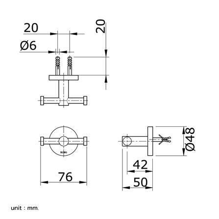 ขอแขวนผ้า TOTO TX704AES-BN สีเงิน_1