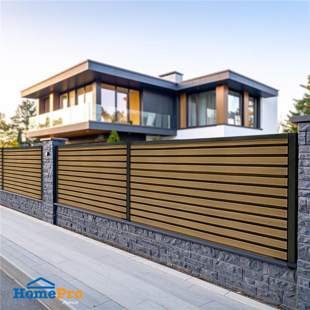 รั้วบังตาทึบ SUNSHIELD F830 SET B 0.8x3.0 ม. สีวอลนัท