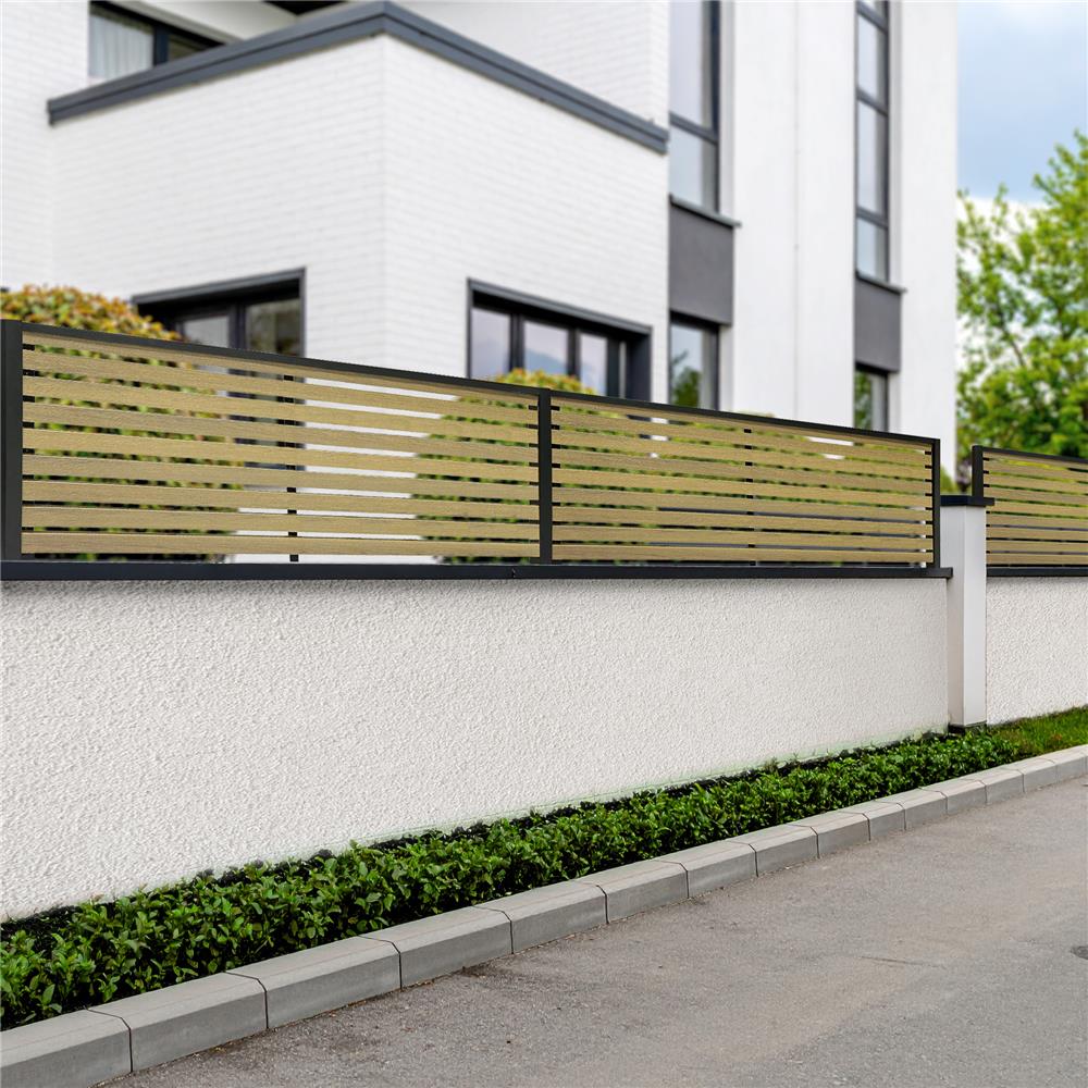 รั้วบังตาโปร่ง SUNSHIELD S830 SET B 0.8x3.0 ม. สีโอ๊ค