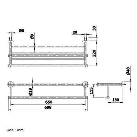 ราวแขวนผ้า TOTO TX726AES-MB สีดำ_1