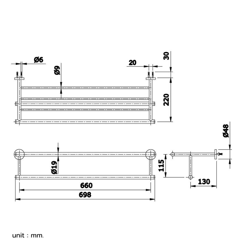 ราวแขวนผ้า TOTO TX726AES-BN สีเงิน